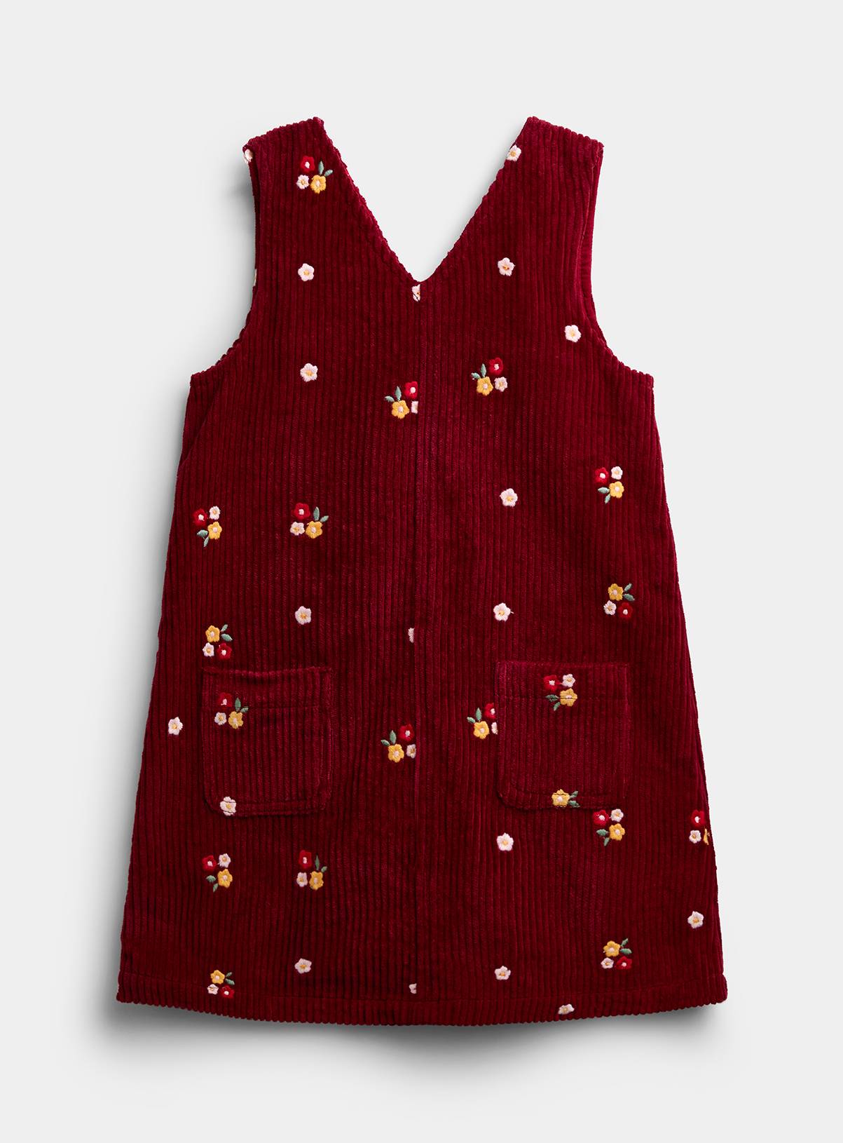 JOJO MAMAN BÉBÉ Chunky Cord Embroidered Pinny and Turtle Neck Top Dark Red 12-18 months - Image 4